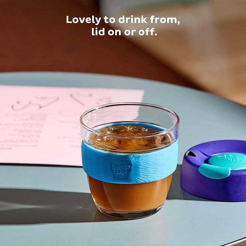 KeepCup Brew, Reusable Glass Tumbler with Spill-proof lid, Short Coffee Cup 8oz/227ml - Alder - Image 2